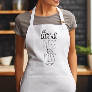 Muslim Chef Apron, Bless This Mess Design (Adjustable Neck, Pockets)
