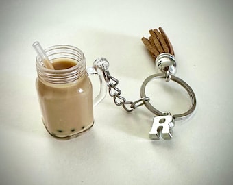 Portachiavi Bubble Tea: Boba Drink con ciondolo iniziale personalizzato