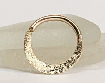 Gold Septum Jewelry 22K, Daith Earring 18g, Diamond Cut Ring Septum Piercing Hoop, Daith Jewelry 16g, Septum Ring 16g Piercing Daith Ring