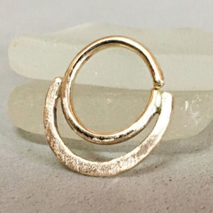 Daith Earring Septum Ring 14g, Piercing Septum Jewelry Gold, 14K Daith Hoop, Septum Piercing 16g Gold Hoop, Double Septum Ring Daith Jewelry