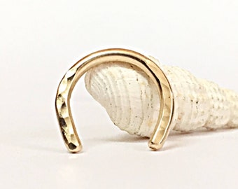 Gold Septum Retainer 18g, Gehämmertes Septum Hufeisen 16g, 9K Septum Schmuck Retainer, 15g Septum Piercing Hufeisen, 14g Septum Retainer 20g