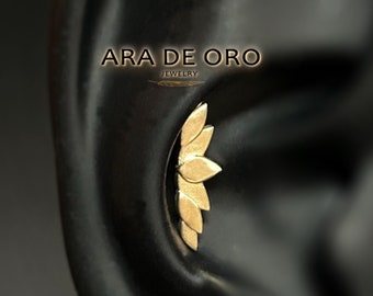 14K Conch Stud Piercing Earring, Conch Piercing Stud Gold, Conch Jewelry Gold, Stud Conch Earring, Solid Gold Conch Earring, Conch Gold Stud