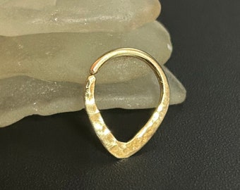 Septum Ring Triangle, Daith Earring Gold, Septum Jewelry Goth, Daith Hoop Solid Gold, Septum Piercing 18g, Daith Piercing Jewelry Solid Gold