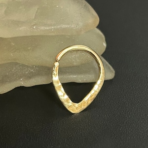 Septum Ring Triangle, Daith Earring Gold, Septum Jewelry Goth, Daith Hoop Solid Gold, Septum Piercing 18g, Daith Piercing Jewelry Solid Gold