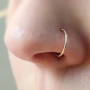 22K Nose Ring Hoop, Cartilage Hoop Earring 22K, Tragus Earring 16g Hoop, Helix Piercing Real Gold, Septum Ring 16g, Piercing Jewelry Daith