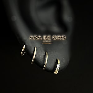 Pendientes de aro triple, pendientes de lóbulo triple, pendientes enhebradores de orejas, aros de pendientes en espiral, pendientes de torsión triple piercing, aros en espiral triple