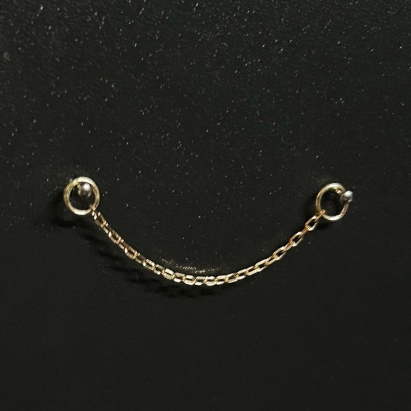 Conch Stud Chain 14K, Piercing Chain Gold, Helix Chain Earring Dangle, Cartilage Chain, Gold Ear Chains For Earrings, Kaan Chain Earrings