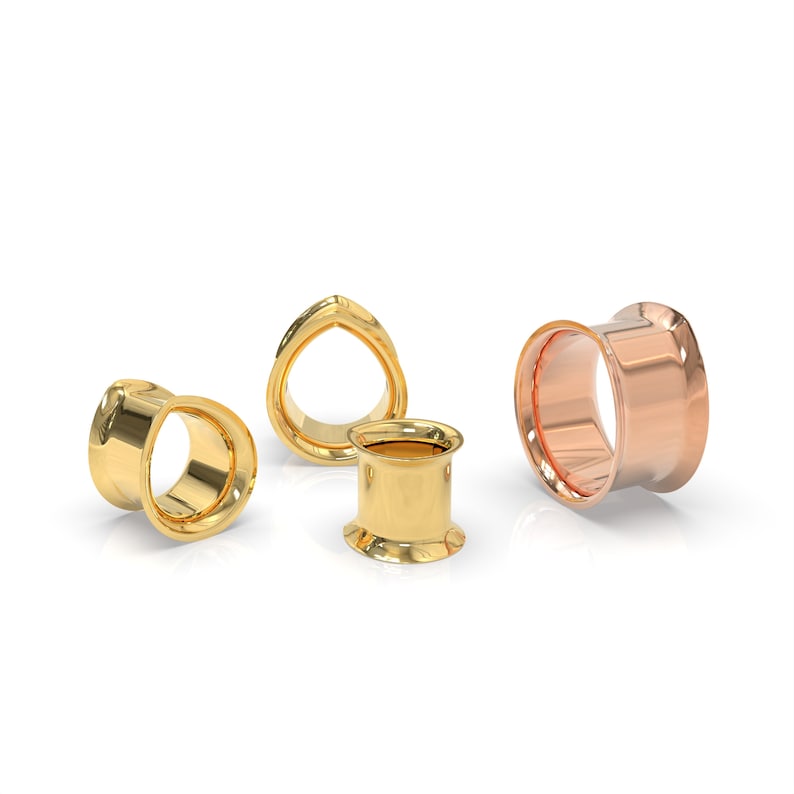 Plugs Earrings Rose Gold, Teardrop Gauges, Gold Ear Tunnels And Plugs, Tunnel Gauges, Plugs and Tunnels, Tunnel Earrings, Gauges Plugs Gold image 10