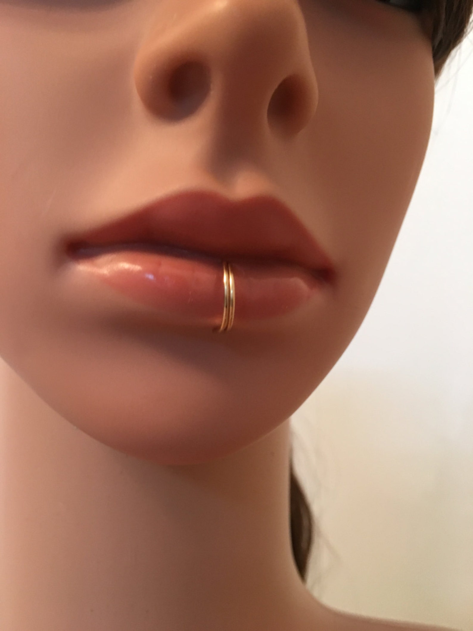 Fake Lip Ring 20g Double Lip Ring Fake Piercing Lip Piercing Etsy