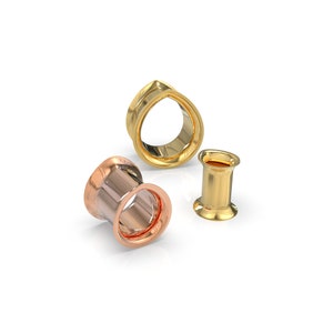 Plugs Earrings Rose Gold, Teardrop Gauges, Gold Ear Tunnels And Plugs, Tunnel Gauges, Plugs and Tunnels, Tunnel Earrings, Gauges Plugs Gold image 3