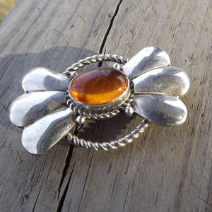 Amber and Sterling Silver Pin/Pendant