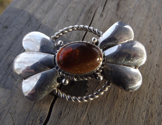 Amber and Sterling Silver Pin/Pendant - image 2