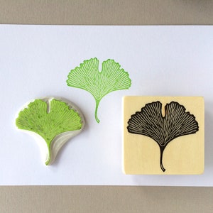 Hand carved rubber stamp ginkgo leaf, DIY, gift for kids, printing, gift packaging, art journaling, scrapbooking, card design image 4