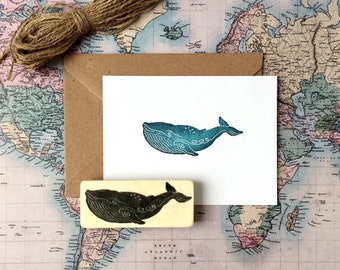 hand carved rubber stamp „ whale“, DIY, gift for kids, printing, gift packaging