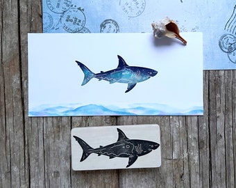 Hand carved rubber stamp „flatfish“, plaice motiv, under water,printmaking, card design, gift wrapping, gift tags, scrapbooking