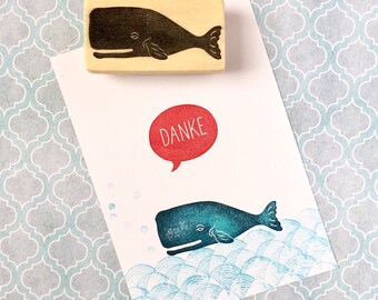 Hand carved rubber stamp „sperm whale“, DIY, gift for kids, sea animals, gift packaging, scrapbooking