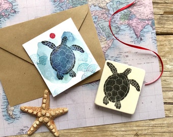 handgeschnitzter Stempel "Schildkröte" ca. 6.5 cm, hand carved rubber stamp, turtle, DIY, scrapbooking, art journaling