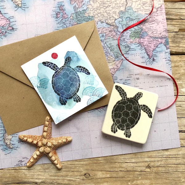 handgeschnitzter Stempel "Schildkröte" ca. 6.5 cm, hand carved rubber stamp, turtle, DIY, scrapbooking, art journaling