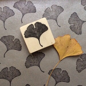 Hand carved rubber stamp ginkgo leaf, DIY, gift for kids, printing, gift packaging, art journaling, scrapbooking, card design image 5