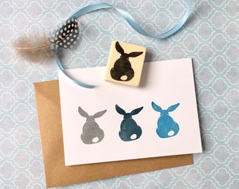 Hare hand carved rubber stamp, DIY, Easter rubber stamp, rabbit card design, bunny decor, gift wrapping, gift tags, scrapbooking