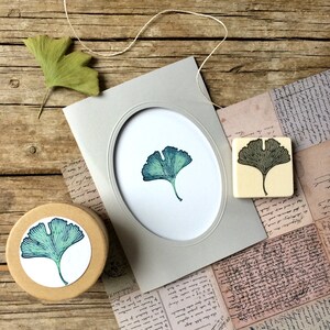 Hand carved rubber stamp ginkgo leaf, DIY, gift for kids, printing, gift packaging, art journaling, scrapbooking, card design image 2