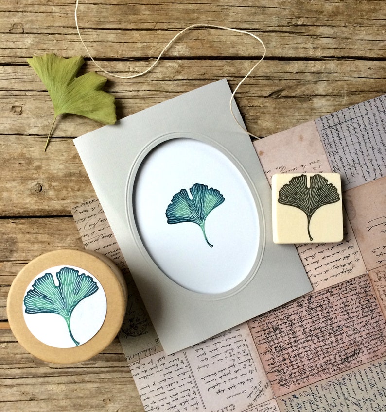 Hand Carved Rubber Stamp ginkgo Leaf DIY Gift for Etsy