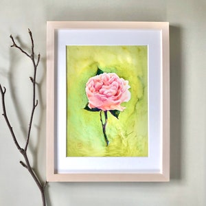 ORIGINAL watercolour Rose painting, flower botanical art, plant illustration, gift,home decor,living room scandinavian wall art