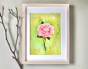 ORIGINAL watercolour Rose painting, flower botanical art, plant illustration, gift,home decor,living room scandinavian wall art