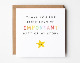 Thank You For Being A Part Of My Story Card, Thank You Card For Teacher, Best Friend, End Of Term, Mentor, Teacher Appreciation, Nursery