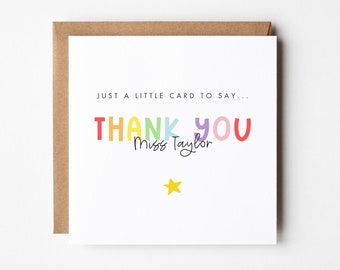 Just A Little Card To Say Thank You, Nursery Teacher Thank You Card, Preschool Teacher Appreciation Card, End Of Term Card For Teacher