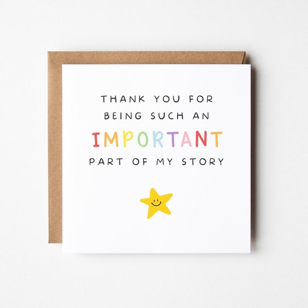 Thank You For Being A Part Of My Story Card, Thank You Card For Teacher, Best Friend, End Of Term, Mentor, Teacher Appreciation, Nursery