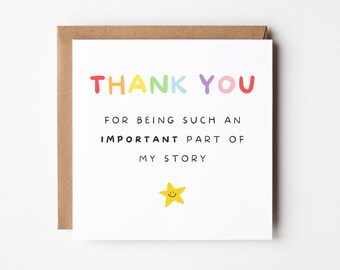 Bedankt dat je deel uitmaakt van mijn verhaalkaart, bedankkaart voor leraar, beste vriend, einde termijn, mentor, waardering van de leraar, kinderdagverblijf