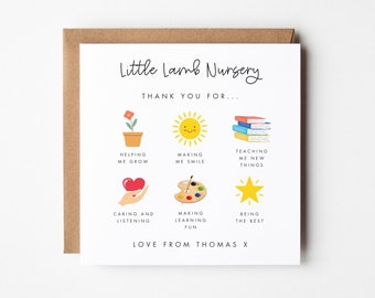 Tarjeta de agradecimiento para maestros y guarderías, tarjeta personalizada de agradecimiento para maestros arcoíris, regalo de fin de período, tarjeta escolar para asistente de enseñanza