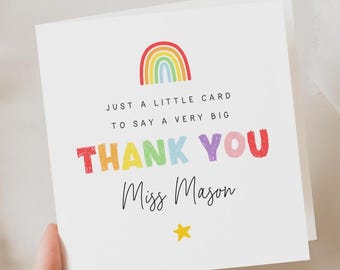 Personalised Thank You School Card - Teacher Card - Teacher Gift - End ...