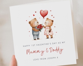 1st Valentine's Day as Parents Card, Personalised Mummy & Daddy Valentine's Card, 1st Valentine's As My Mum Dad Card, Valentine's Keepsake
