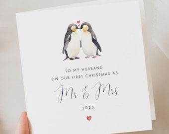 Husband First Christmas as Mr & Mrs Card, First Christmas Married Card, 1st Christmas Married, Him, Partner, Hubby, First Christmas Keepsake