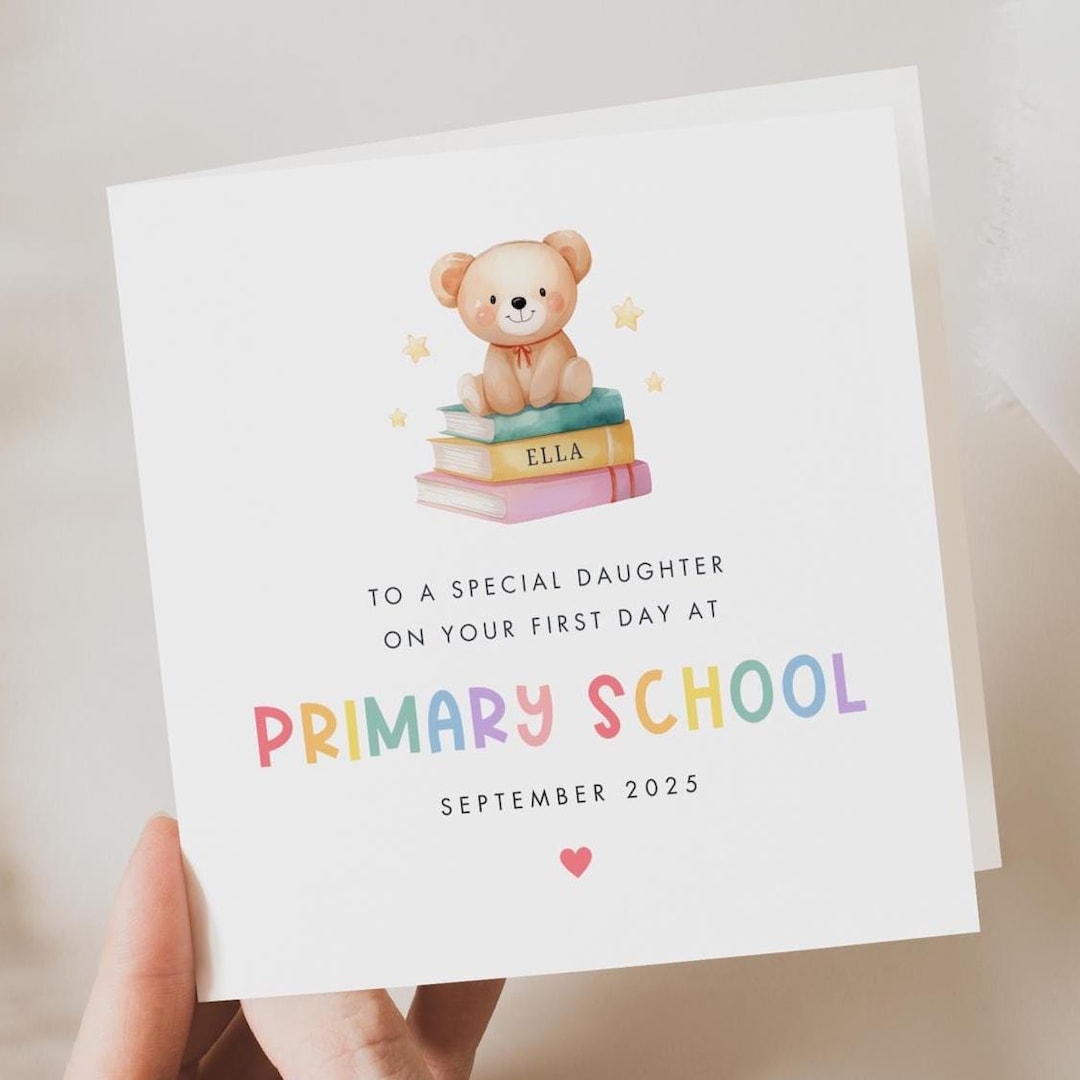 Primary School Card, First Day at School Card, Starting Preschool Card ...