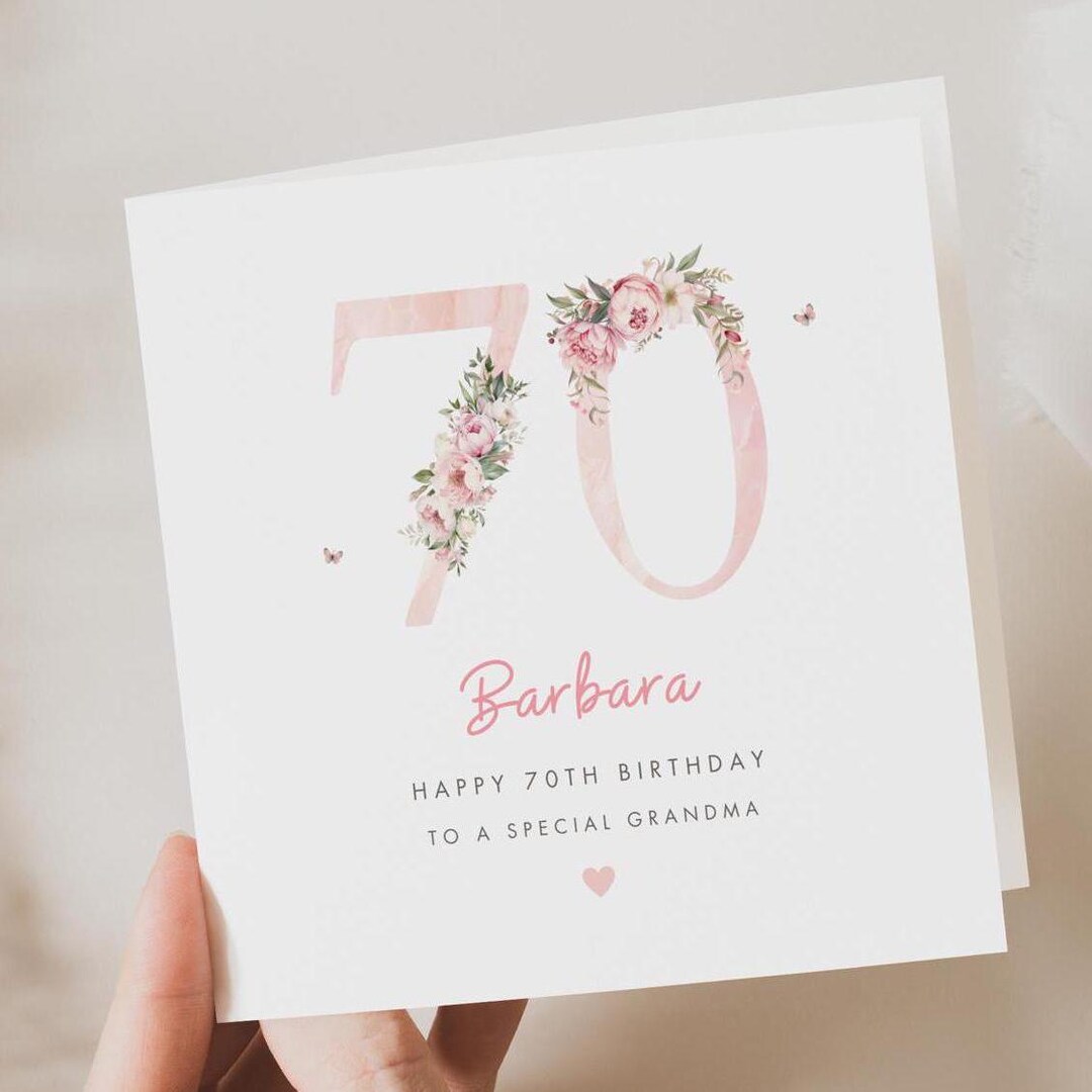 Personalised 70th Birthday Card for Mum Auntie Grandma Sister Nan Wife ...