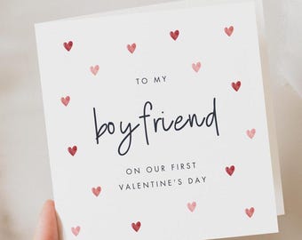 Boyfriend 1st Valentine's Day Card For Him, First Valentine's Day Card For Boyfriend, To My Boyfriend On Our First Valentine's Day Together