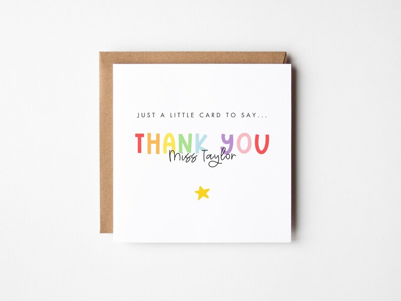 Just A Little Card To Say Thank You, Nursery Teacher Thank You Card, Preschool Teacher Appreciation Card, End Of Term Card For Teacher image 1