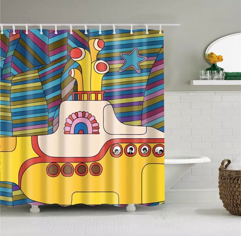 Shower Curtain Beatles Yellow Submarine 180cm X 180cm Etsy