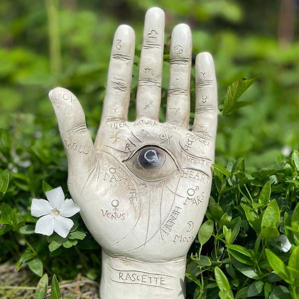 Palmistry Hand with 3rd Third Eye - Spiritual Resin 5 1/4" Ornament - Gift Idea - Free UK P&P