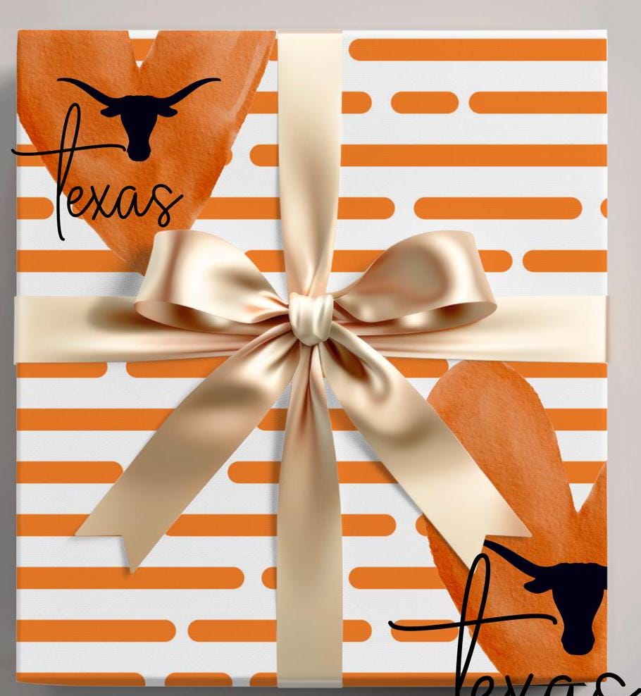 Texas Longhorn Colors Gift Wrap, Texas Loves Burnt Orange Design