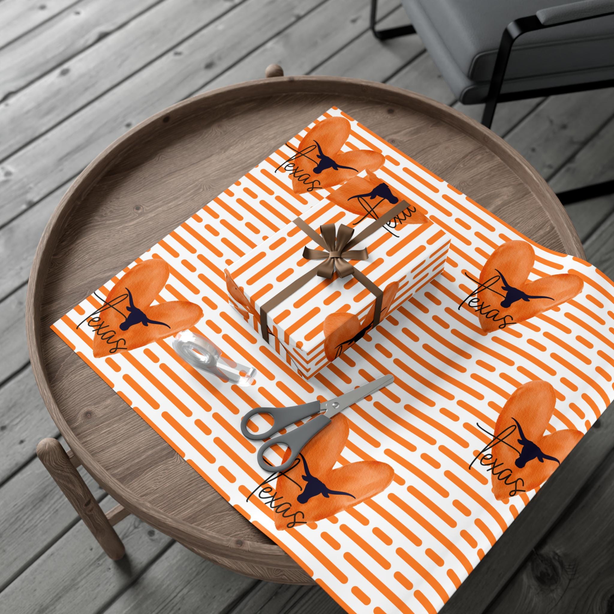 Texas Longhorn Colors Gift Wrap, Texas Loves Burnt Orange Design