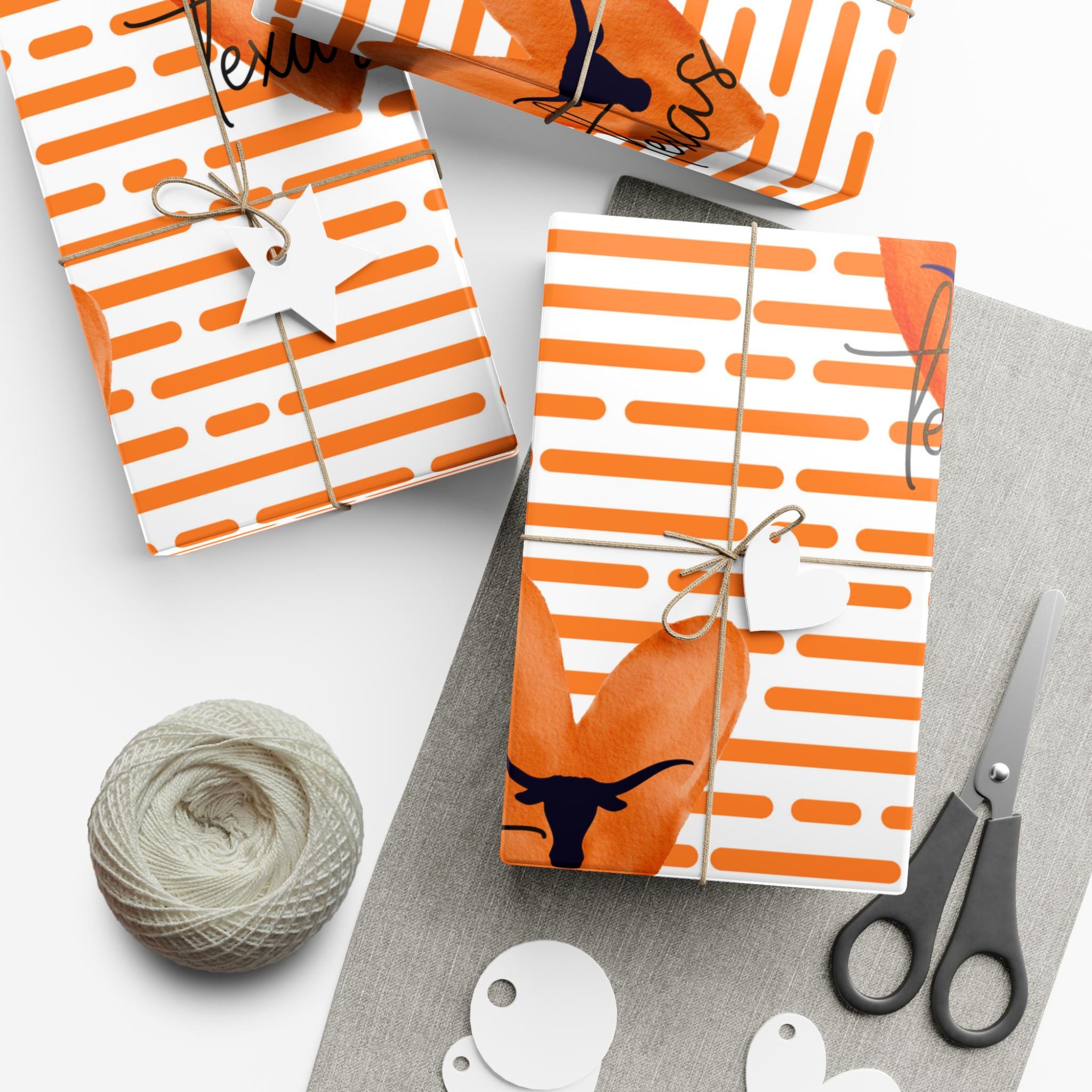 Texas Longhorn Colors Gift Wrap, Texas Loves Burnt Orange Design