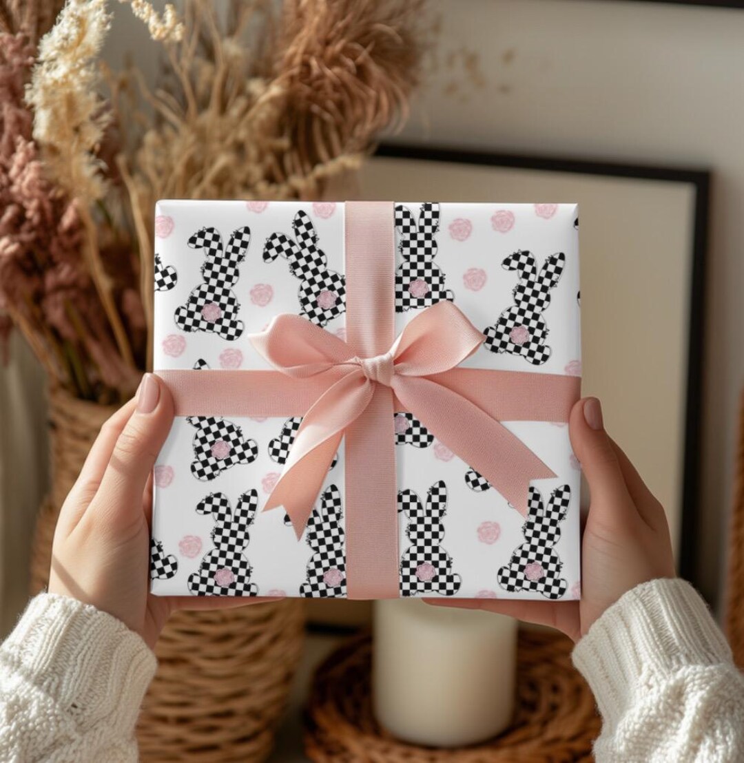Checkerboard Bunny Rabbit Gift Wrap Sheets (set of 3) - Etsy