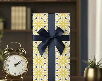 Modern Geometric Blue and Yellow Gift Wrap, Birthday Presents; Sunshine Wrapping Paper