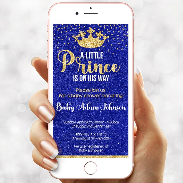 Royal Prince Baby shower invitation for a boy - Digital e invite Oh Boy