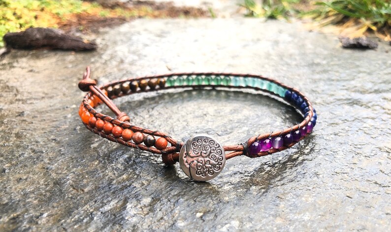 Chakra Beaded Single Wrap Bracelet / Anklet Leather Wrap - Etsy