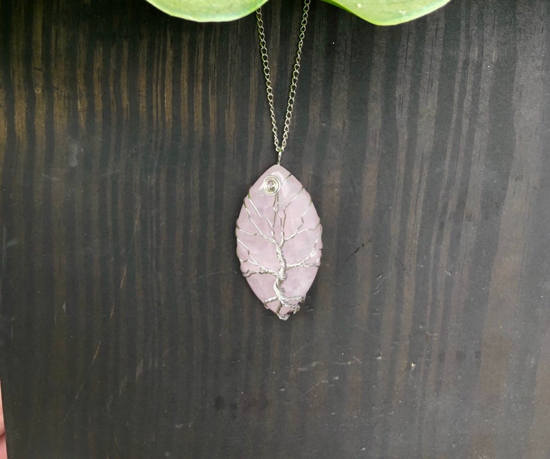 /& Forgiveness Silver Rose Quartz Amethyst Necklaces Tree of Life rose quartz SET OF TWO For Love Wire Wrapped Beauty